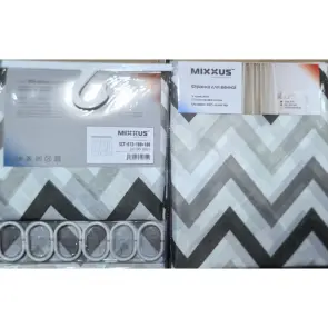 Шторка для ванной Mixxus SCT-013-180x180 из полиэстера (Узор "Зигзаг" бело-черный) (AC3583) №2