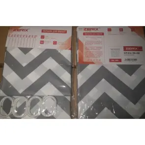 Шторка для ванной Zerix SCP-016-180x200 из PEVA (полиэтиленвинилацетата) (Узор "Зигзаг" бело-черный) (ZX6089) №1