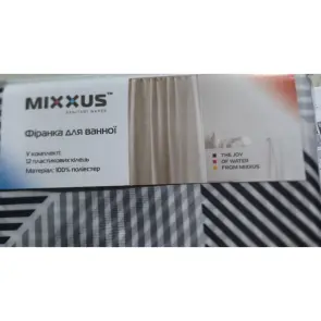 Шторка для ванной Mixxus SCT-011-180x180 из полиэстера (Узор "Ромбы" серо-белый) (AC3581) №3