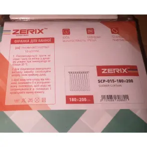 Шторка для ванной Zerix SCP-015-180x200 из PEVA (полиэтиленвинилацетата) (Узор "Зигзаг" бело-зеленый) (ZX6088) №2