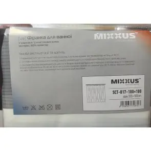 Шторка для ванной Mixxus SCT-017-180x180 из полиэстера (узор "полоска" бело-черная) (AC3587) №2