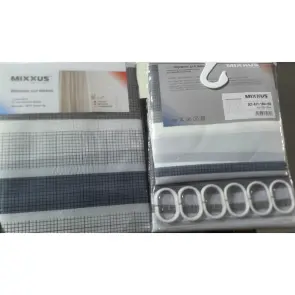 Шторка для ванной Mixxus SCT-017-180x180 из полиэстера (узор "полоска" бело-черная) (AC3587) №3