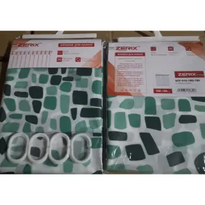 Шторка для ванной Zerix SCP-010-180x180 из PEVA (полиэтиленвинилацетата) (Узор "Брызки" зеленые) (ZX6083) №2