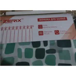 Шторка для ванной Zerix SCP-010-180x180 из PEVA (полиэтиленвинилацетата) (Узор "Брызки" зеленые) (ZX6083) №3