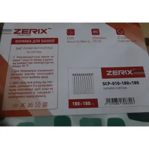 Шторка для ванной Zerix SCP-010-180x180 из PEVA (полиэтиленвинилацетата) (Узор "Брызки" зеленые) (ZX6083) №4