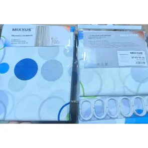 Шторка для ванной Mixxus SCT-015-180x180 из полиэстера (Узор "Круги") (AC3585) №3