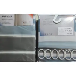 Шторка для ванной Mixxus SCT-016-180x180 из полиэстера (Узор "Полоска" бело-голубая) (AC3586) №4