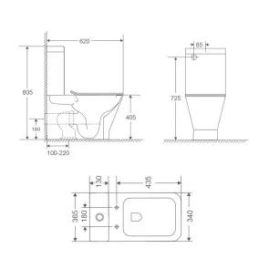 Чаша унітазу-компакту Mixxus Premium Style-0401-T3 Bowl 620х365х805 Tornado 3.0 без сидіння (MI8355) №2