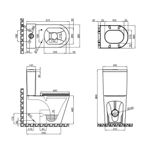 Чаша унітазу-компакту Mixxus Premium Bevel-0402-R Bowl 670х390х880 Rimless без сидіння (MI8354) №3