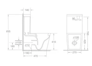 Чаша унітазу-компакту Mixxus Bevel-0403-T3 Bowl 640х360х835 Tornado 3.0 без сидіння (MI8349) №2