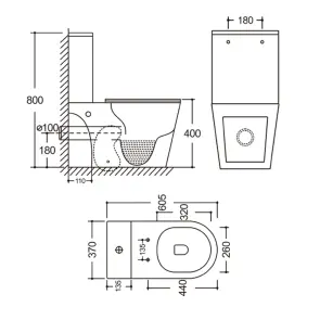 Чаша унітазу-компакту Mixxus Bevel-0405-R Bowl 605х370х800 Rimless без сидіння (MI8352) №8