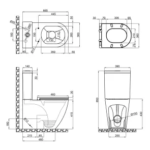 Чаша унітазу-компакту Mixxus Premium Ellipse-0402-R Bowl 660х390х855 Rimless без сидіння (MI8346) №4