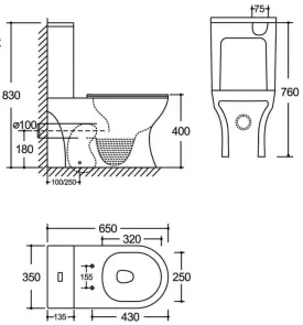Чаша унітазу-компакту Mixxus Wave-0402-T3 Bowl 650x350x830 Tornado 3.0 без сидіння (MI8360) №6