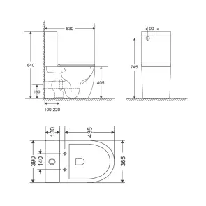 Чаша унітазу-компакту Mixxus Premium Ellipse-0401-T1 Bowl 630х390х840 Tornado 1.0 без сидіння (MI8344) №5
