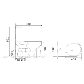 Чаша унітазу-компакту Mixxus Wave-0405-R Bowl 630х350х795 Rimless без сидіння (MI8363) №5