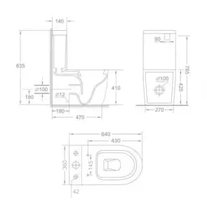 Бачок до унітазу-компакту Mixxus Ellipse-0403-T3 Tank 640х360х835 зі зливною арматурою (MI8318) №2