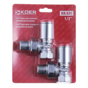 Кран для полотенцесушителя угловой Koer KR.531 - 1/2" (Цена за 1 шт.) (KR3073) №1