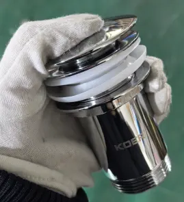Донный клапан для раковины Koer PW-08-01 1 1/4'' без перелива автоматический СLICK-СLACK (Цвет хром) (KR5786) №7