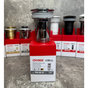 Донный клапан для раковины Koer PW-08-01 1 1/4'' без перелива автоматический СLICK-СLACK (Цвет хром) (KR5786) №14
