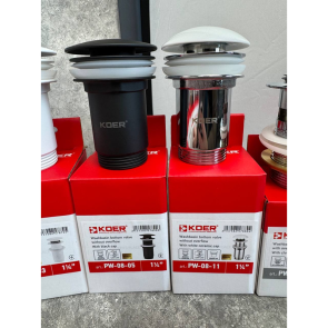 Донний клапан для раковини Koer PW-08-05 1 1/4'' без переливу автоматичний СLICK-СLACK (Колір чорн) (KR5789) №5