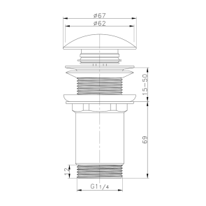 Донний клапан для раковини Koer PW-08-11 1 1/4'' без переливу автоматичний СLICK-СLACK (Біла керам.накл) (KR5788) №2