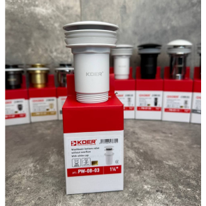 Донний клапан для раковини Koer PW-08-03 1 1/4'' без переливу автоматичнийСLICK-СLACK (Колір білий) (KR5787) №13