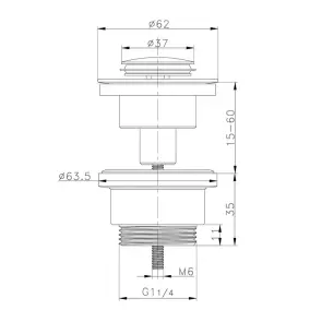 Донний клапан для раковини Zerix BV-04 1 1/4'' універсальний (з/без перел) СLICK-СLACK (Колір хром) (ZX6021) №8
