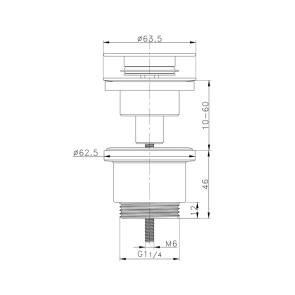 Донный клапан для раковины Koer PW-11-01 1 1/4'' универсальный (с/без перл) СLICK-СLACK (Цвет хром) (KR5790) №9