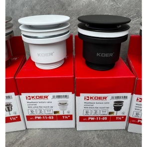Донний клапан для раковини Koer PW-11-05 1 1/4'' універсальний (з/без перел) СLICK-СLACK (Колір чорн) (KR5795) №3