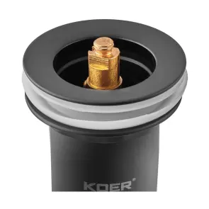 Донный клапан для раковины Koer PW-07-05 1 1/4'' с переливом автоматический СLICK-СLACK (Цвет черный) (KR5785) №6