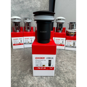 Донный клапан для раковины Koer PW-07-05 1 1/4'' с переливом автоматический СLICK-СLACK (Цвет черный) (KR5785) №13