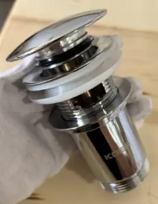Донный клапан для раковины Koer PW-07-01 1 1/4'' с переливом автоматический СLICK-СLACK (Цвет хром) (KR5782) №8