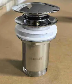 Донный клапан для раковины Koer PW-07-01 1 1/4'' с переливом автоматический СLICK-СLACK (Цвет хром) (KR5782) №12