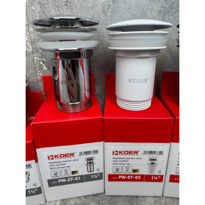 Донный клапан для раковины Koer PW-07-01 1 1/4'' с переливом автоматический СLICK-СLACK (Цвет хром) (KR5782) №16