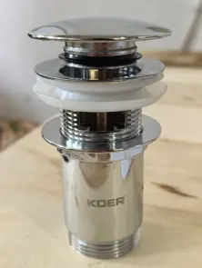 Донный клапан для раковины Koer PW-07-01 1 1/4'' с переливом автоматический СLICK-СLACK (Цвет хром) (KR5782) №19