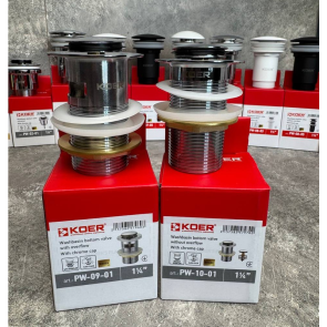 Донный клапан для раковины Koer PW-09-01 1 1/4'' с переливом автоматический СLICK-СLACK (Цвет хром) (KR5796) №6