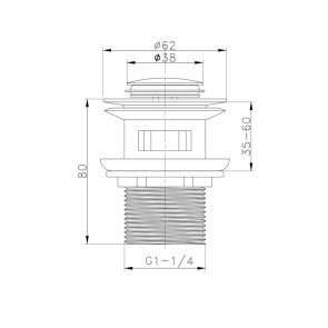 Донный клапан для раковины Koer PW-09-01 1 1/4'' с переливом автоматический СLICK-СLACK (Цвет хром) (KR5796) №8