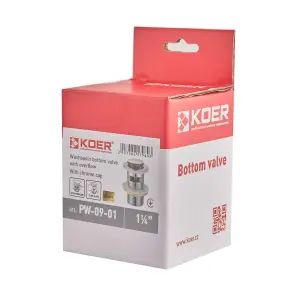 Донный клапан для раковины Koer PW-09-01 1 1/4'' с переливом автоматический СLICK-СLACK (Цвет хром) (KR5796) №9