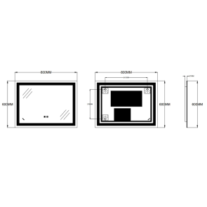 Зеркало Zerix Kubix MR03-80x60-REVERSE с LED Touch, Anti-fog, димером, регулятором яркости (ZX6053) №6