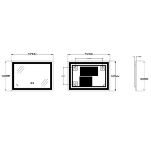 Зеркало Zerix Sansa MR01-70x50-REVERSE с LED Touch, Anti-fog, димером, регулятором яркости (ZX6050) №2