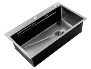 Мийка Zerix ZH6845-SET-05 Decor Nano-Black (3.0/0.8) з нерж. сталі комплект (графіт) (ZM5588) №4