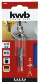 Зенкер HSS 10 мм, 3 кромки, 6-гранний хвостовик, KWB (704640) №1