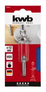 Зенкер HSS 12 мм, 3 кромки, 6-гранний хвостовик, KWB (704740) №1