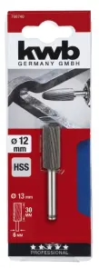 Фреза по металу HSS циліндрічна, 13х30 мм, KWB (700740) №1