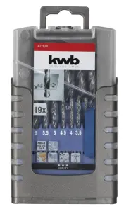 Набор сверл по металлу HSS, 19 шт, KWB (421920) №1