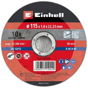 Відрізний диск Einhell по металу, 115х1,0 мм, 10 шт (711944) №2