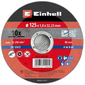 Відрізний диск Einhell по металу, 125х1,0 мм, 10 шт (711945) №2