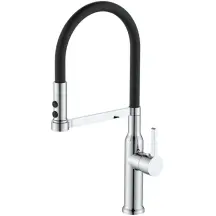Смеситель для кухни MIXXUS PREMIUM PULL 017 REFL.BLACK (Цвет хром+силик.вылив черный) (MI8277)
