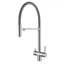Смеситель кухонный на две воды с гибким изливом Zerix KIT-021 Refl.Gray (нерж. сталь) (ZX4861)