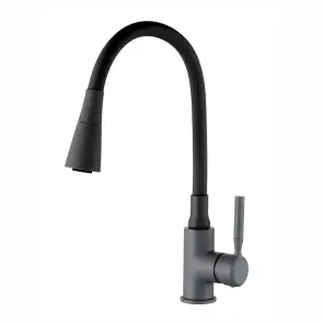 Змішувач для кухні Zerix Atrium-011-T Graphite Refl.Black (Колір графіт+силік.вилив чорний) (ZX6106) №1